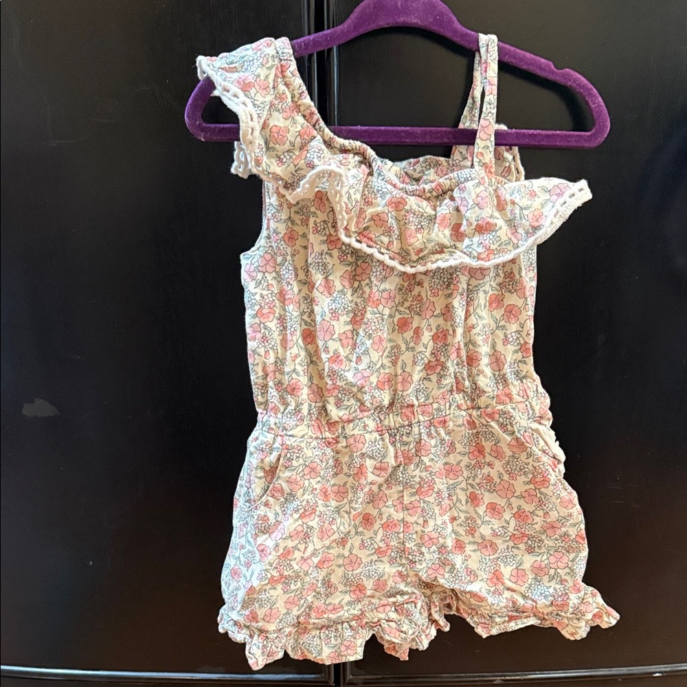 Janie and Jack Floral Ruffle Kids Romper size 2t